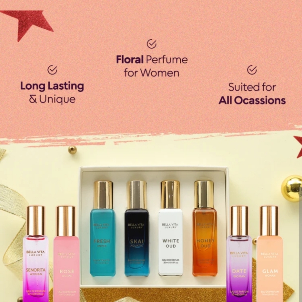 Luxury Perfume Gift Set by Bellavita Unisex Perfume - 8 Pc Gift Set - Picture 8 of 10